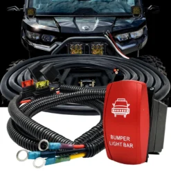 10ft. Power Bus Bar Distribution Block 3-Wire Harness Kit Red Rocker Switch For Dual Function Bumper Lights Compatible With 2018-2023 Can-Am Maverick X3 Max RS Turbo RR Sport Trail Defender -Oz 4 00562.1702517437