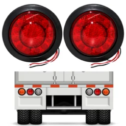 5.5 Inch Round Red Lens 21-LED Tail Brake Light Flush Mount With Rubber Grommet