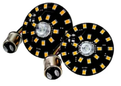 Black Out Front White Amber Dual LED Turn Signal Running Light Insert Harley Bullet 1157 Bulb FL FX XL Smoke Lens Touring Dyna Softail Sportster Street Road Electra Glide -Oz 4 56274.1518223818