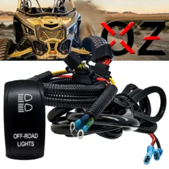 Shock Mount Light Wire Harness Plug & Play With On/Off Rocker Switch Fuse Compatible With Can-Am Maverick X3 RS Turbo R