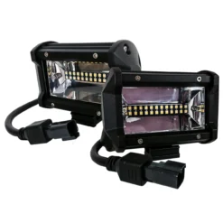 T4 Series 5" Triple Row OZ-USA® 12w LED Light Bar Wide Angle Flood Beam Driving Fog Lights With Wiring Harness And Switch For Off Road SUV ATV Truck Boat Marine Vessels Agriculture And Heavy Equipment Vehicle. (1 Pair) -Oz 4 80695.1623282836