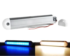 12" White Blue Dual Color Changing LED Dome Night Light Touch Sensor Switch Lighting Fixture Marine RV Motorhome Camper Utility Van 12v 24v Semi Truck Travel Trailer Boat Aircraft Overland Interior Exterior Cabinet Waterproof