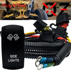 6' Power Busbar Distribution Block Wire Harness With On/Off Rocker Switch For LED Side Lights Compatible With 2018-2023 Can-Am Maverick X3 Max RS Turbo RR Sport Trail Defender