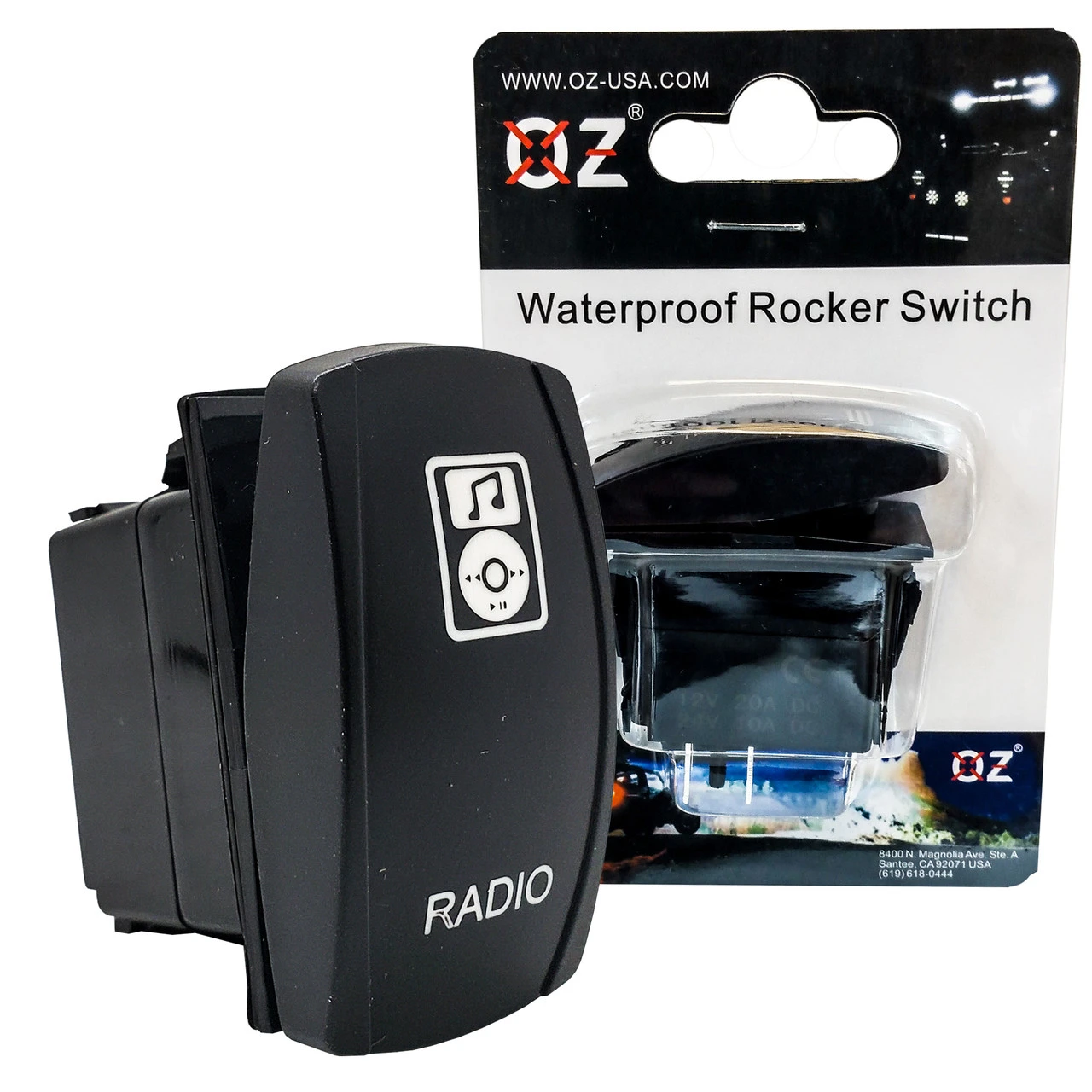 Radio On/Off Rocker Switch 5-Pin SPST OZ-USA® Laser Etch Blue LED Truck SUV Off-road UTV Rzr Polaris 2 Radio On/Off Rocker Switch 5-Pin SPST OZ-USA® Laser Etch Blue LED Truck SUV Off-road UTV Rzr Polaris - Image 2