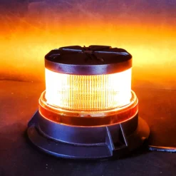 360° Amber LED Strobe 4-Inch Rotating Beacon Flashing Emergency Warning Light Amber Lens Magnetic Base Mount Cigarette Lighter Plug Adapter 12V -Oz 5 43535.1637799133