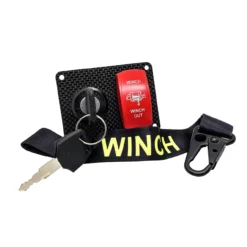 Carbon Fiber Switch Panel Keyed Shut-Off Locking Winch In/Out Rocker Red -Oz 5 84031.1695251638