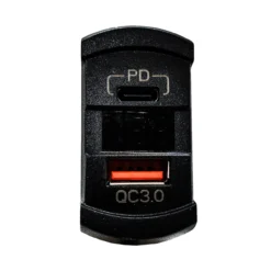 USB Dual Port Type-A QC 3.0 And USB-C PD With Voltmeter Automotive Fast Charger Universal Rocker Style Blue LED Voltage Digital Display -Oz 6 00261.1681172623