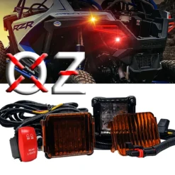 3" Dual Color LED Pod Red & Amber Rear Lights Plug & Play Pulse Power Bus Bar Wire Harness Compatible With Polaris RZR Pro Ranger Crew XP 2018-2023 -Oz 6 71579.1701994259