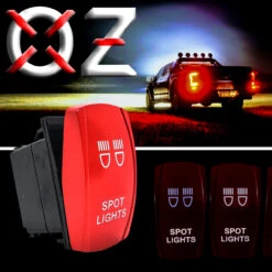 Spot Lights On/Off Red Rocker Switch 4-Pin Laser-Etched For UTV Polaris RZR XP Can-Am YXZ Trucks RV Marine Vessels