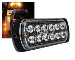 Amber 12- LED Surface Mount 19-Flashing Pattern Warning Strobe Light Flasher Emergency Vehicle Tow Truck Trailer Van Construction Heavy Equipment 12v 24v