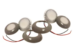 Set Of 4 Gray Surface Mount 3" Round Dome Light White LED 6000K Interior Exterior Waterproof 12v 24v Marine RV Truck Trailer -Oz 7 11248.1538173775