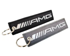 Set Of 2 Embroidered AMG Logo Black Neoprene Seat Belt Strap Pads Cover And Key Chain Tag Accessory -Oz 7 56790.1562372080