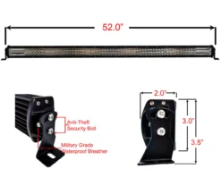 DL-Series 52" Amber White Dual Color Changing LED Light Bar Harness Anti-theft Security Bolt Flashing Emergency Driving Fog Spot Light Offroad Semi Truck Trailer Marine Agricultural And Heavy Equipment 12 - 32 Volts -Oz 7 85409.1528313901