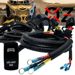 10 Ft. Power Busbar Distribution Block Wire Harness Kit With On/Off Rocker Switch For LED Lightbar Compatible With 2018-2023 Can-Am Maverick X3 Max RS Turbo RR Sport Trail Defender