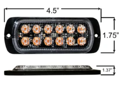 Amber 12- LED Surface Mount 19-Flashing Pattern Warning Strobe Light Flasher Emergency Vehicle Tow Truck Trailer Van Construction Heavy Equipment 12v 24v -Oz 8 27635.1569961141