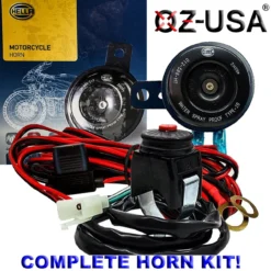 3" Hella Disc Horn Kit Wiring Harness Handlebar Switch Fuse Motorcycle ATV Dirtbike Snowmobile.