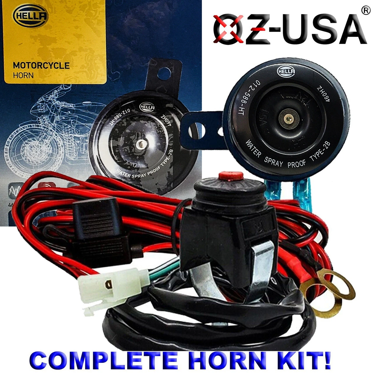 3" Hella Disc Horn Kit Wiring Harness Handlebar Switch Fuse Motorcycle ATV Dirtbike Snowmobile. 1 3" Hella Disc Horn Kit Wiring Harness Handlebar Switch Fuse Motorcycle ATV Dirtbike Snowmobile.