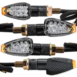 4x Carbon Turn Signal OZ-USA® LED Dual Sport Motorcycle Dirt Bike Light Blinker Street