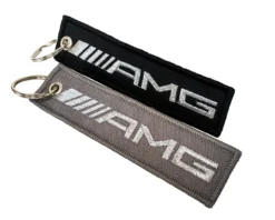 Set Of 2 Embroidered AMG Logo Black Neoprene Seat Belt Strap Pads Cover And Key Chain Tag Accessory -Oz 8 71870.1562372080