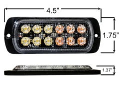 White Amber Dual Row 12-LED Surface Mount Warning Strobe Light Flasher Emergency Vehicle Tow Truck Trailer Van Construction Heavy Equipment 12v 24v -Oz 8 81744.1548197540