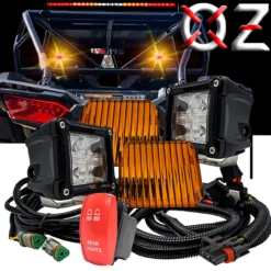 3" Dual Color LED Pod Red & Amber Rear Lights Plug & Play Pulse Power Bus Bar Wire Harness Compatible With Polaris RZR Pro Ranger Crew XP 2018-2023