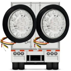 5.5 Inch Round Clear Lens 21-LED Tail Brake Turn Signal Light Flush Mount With Rubber Grommet Truck Trailer 12V 24V