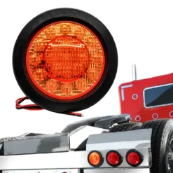 5.5 Inch Round Amber Lens 21-LED Turn Signal Light Flush Mount With Rubber Grommet -Oz A 1 87722.1622929692