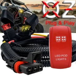 POD Lights On/Off Red Rocker Switch With Power Busbar Plug Harness Compatible With Polaris Pulse Power Busbar RZR Pro Ranger Crew XP 2018-2023
