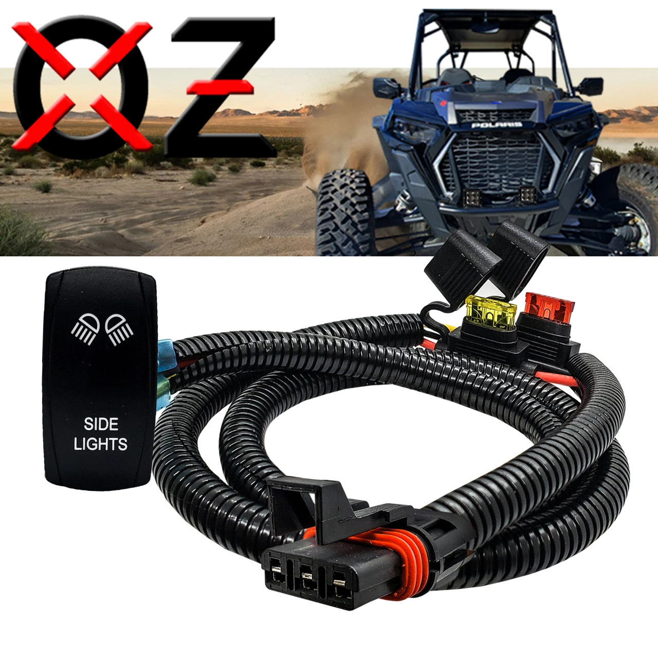 Power Bus Bar Plug Wire Kit With On/Off Rocker Switch For LED Side Lights Compatible With Polaris Pulse Power Busbar RZR Pro Ranger Crew XP 2018-2023 1 Power Bus Bar Plug Wire Kit With On/Off Rocker Switch For LED Side Lights Compatible With Polaris Pulse Power Busbar RZR Pro Ranger Crew XP 2018-2023