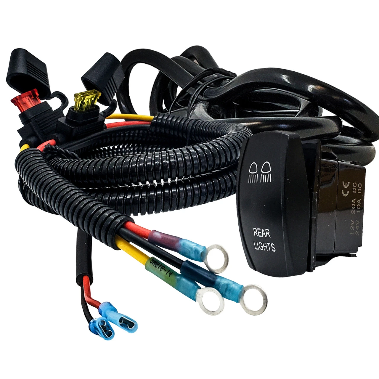 15 Ft. Power Busbar Distribution Block Wire Harness Kit With On/Off Rocker Switch For LED Rear Chase Lights Compatible With 2018-2023 Can-Am Maverick X3 Max RS Turbo RR Sport Trail Defender 2 15 Ft. Power Busbar Distribution Block Wire Harness Kit With On/Off Rocker Switch For LED Rear Chase Lights Compatible With 2018-2023 Can-Am Maverick X3 Max RS Turbo RR Sport Trail Defender - Image 2