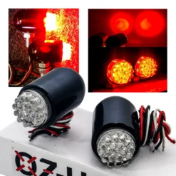 Motorcycle Tail Brake Light OZ-USA® Turn Signal Red LED Black Custom Cruiser ATV 12 Volts