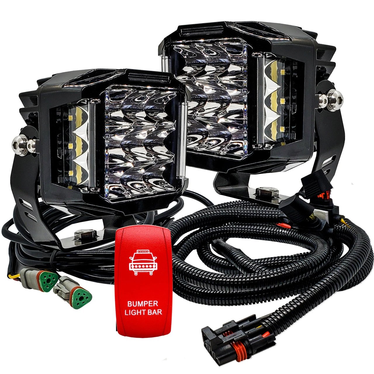 120W Bumper Lights Side Emitting LED 180° Beam Pattern With Pulse Power Busbar Wire Red Rocker Switch For Polaris XPEDITION RZR Turbo Pro Crew Ranger XP 2018-2024 2 120W Bumper Lights Side Emitting LED 180° Beam Pattern With Pulse Power Busbar Wire Red Rocker Switch For Polaris XPEDITION RZR Turbo Pro Crew Ranger XP 2018-2024 - Image 2