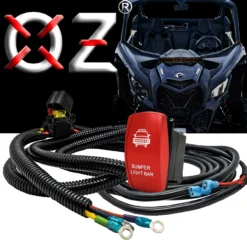 10ft. Power Busbar Wire Harness Kit With Bumper Light Bar On/Off Red Rocker Switch Compatible With 2018-2023 Can-Am Maverick X3 Max RS Turbo RR Sport Trail Defender