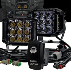 120W Bumper Lights Side Emitting LED 180° Beam Pattern With Pulse Power Busbar Wire Harness Kit For Polaris XPEDITION RZR Turbo Pro Crew Ranger XP 2018-2024 -Oz BLB B4 07864.1701736982