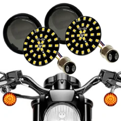 Black Out Amber LED Turn Signal Running Light Insert Harley Bullet 1157 Bulb FL FX XL Smoke Lens Touring Dyna Softail Sportster Street Road Electra Glide