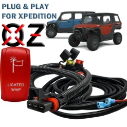 10ft. Pulse Power Bus Bar Plug Wire Harness With On/Off Red Rocker Switch For Whip Lights Compatible With 2024 Polaris XPEDITION XP ADV Ultimate Northstar Premium