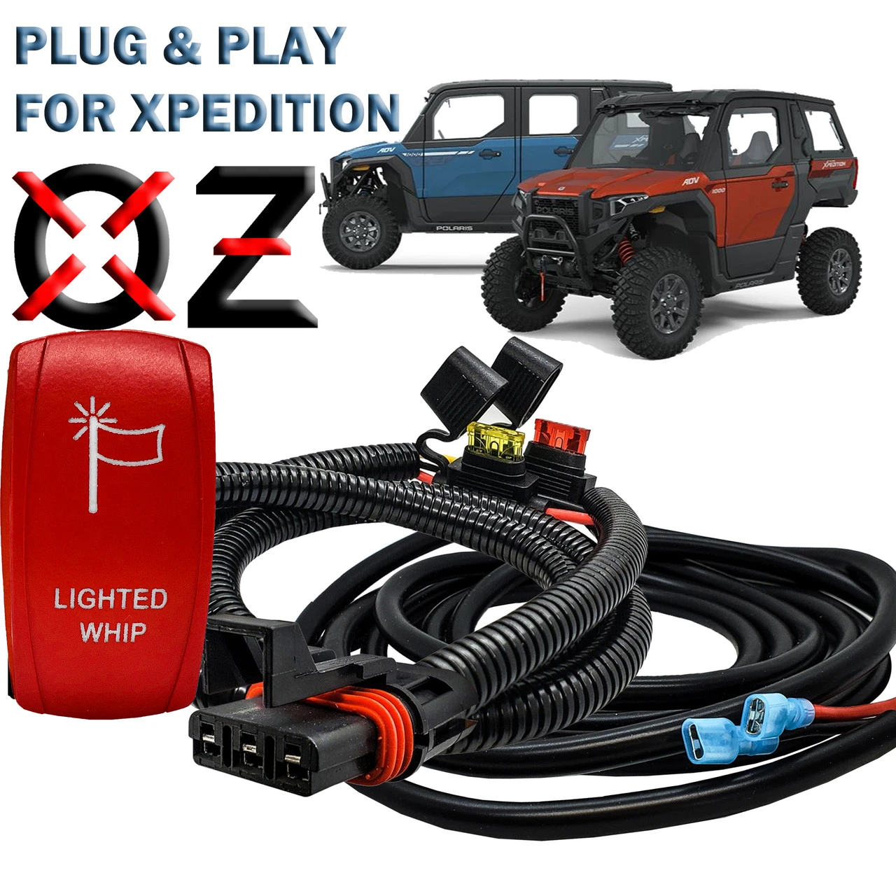 10ft. Pulse Power Bus Bar Plug Wire Harness With On/Off Red Rocker Switch For Whip Lights Compatible With 2024 Polaris XPEDITION XP ADV Ultimate Northstar Premium 1 10ft. Pulse Power Bus Bar Plug Wire Harness With On/Off Red Rocker Switch For Whip Lights Compatible With 2024 Polaris XPEDITION XP ADV Ultimate Northstar Premium