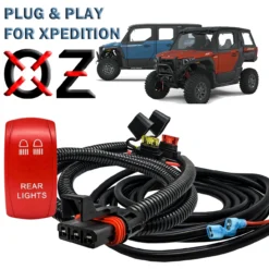 10' Pulse Power Bus Bar Plug Wire Harness Kit On/Off Red Rocker Switch For Rear Lights Compatible With 2024 Polaris XPEDITION XP ADV Ultimate Northstar Premium