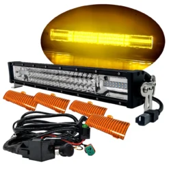 T Series 20" Triple Row LED Light Bar Combo Beam + Amber Lens Cover Wire Harness Kit For Offroad Truck SUV UTV RV