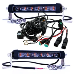 1 Pair 7-Inch OZ-USA® High Intensity 30W Amber LED Fog Light Kit Single Row Lightbar -Oz C 04552.1653003702