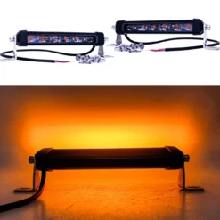 1 Pair 7-Inch OZ-USA® High Intensity 30W Amber LED Fog Light Kit Single Row Lightbar -Oz D1 77691.1653004151