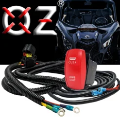 10ft. Power Busbar Wire Harness Kit With Dome Lights On/Off Red Rocker Switch Compatible With 2018-2023 Can-Am Maverick X3 Max RS Turbo RR Sport Trail Defender