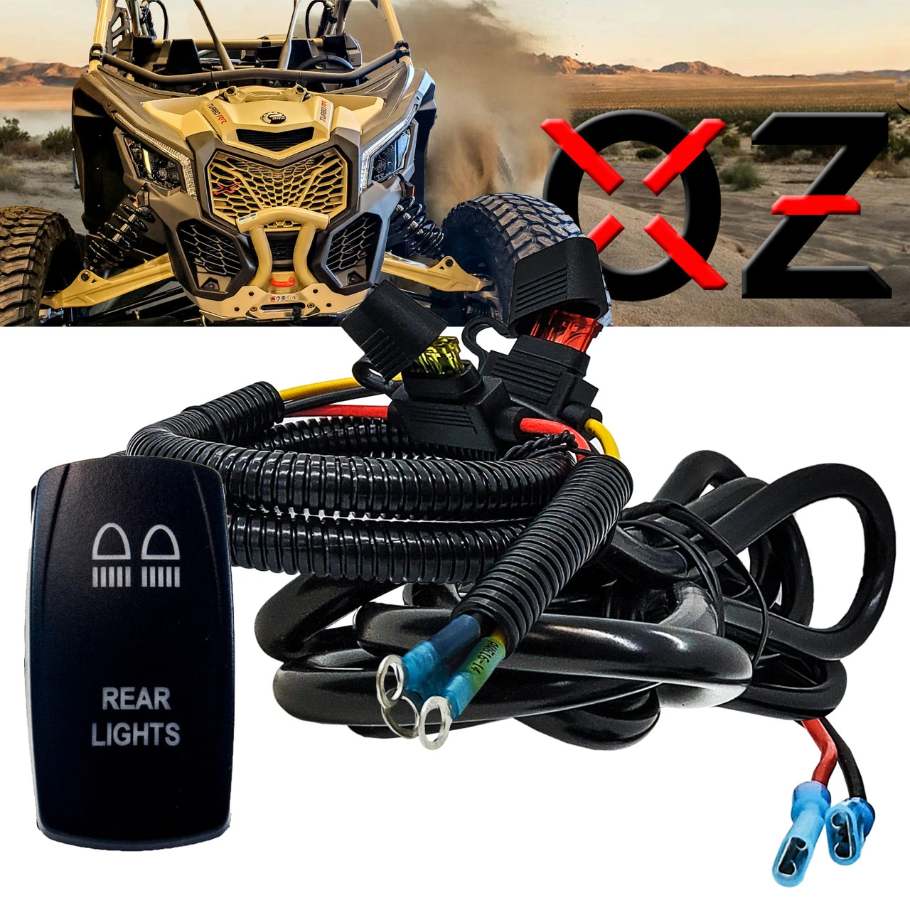 15 Ft. Power Busbar Distribution Block Wire Harness Kit With On/Off Rocker Switch For LED Rear Chase Lights Compatible With 2018-2023 Can-Am Maverick X3 Max RS Turbo RR Sport Trail Defender 1 15 Ft. Power Busbar Distribution Block Wire Harness Kit With On/Off Rocker Switch For LED Rear Chase Lights Compatible With 2018-2023 Can-Am Maverick X3 Max RS Turbo RR Sport Trail Defender