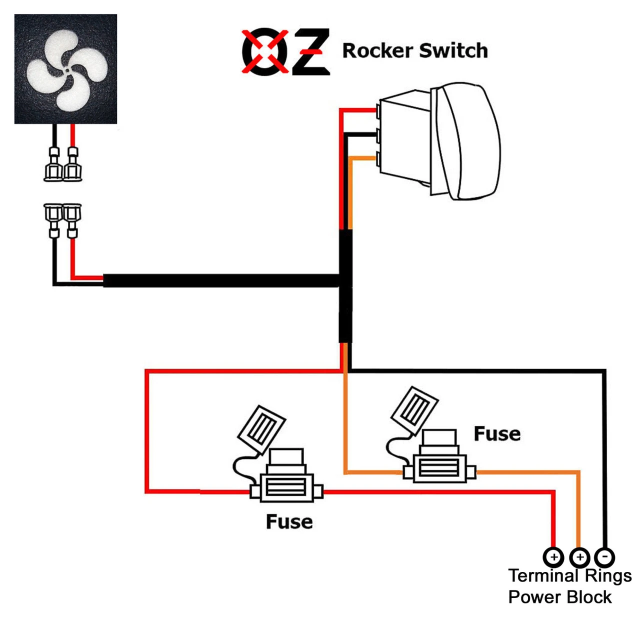 FAN On/Off Red Rocker Switch With Power Distribution Block Wire Harness Compatible With 2018-2023 Can-Am Maverick X3 Max RS Turbo RR Sport Trail Defender 5 FAN On/Off Red Rocker Switch With Power Distribution Block Wire Harness Compatible With 2018-2023 Can-Am Maverick X3 Max RS Turbo RR Sport Trail Defender - Image 5