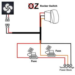 Power Busbar Distribution Block Auxiliary Fan Wire Harness With On/Off Rocker Switch Compatible With 2018-2023 Can-Am Maverick X3 Max RS Turbo RR Sport Trail Defender -Oz FAN Wire Diagram 2 80631.1683065745