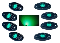 Green Rock Light Kit 8x LED For Crawling Under Body Frame Fender 4x4 Offroad