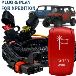 Pulse Power Bus Bar Plug Wire Harness With On/Off Red Rocker Switch For Whip Lights Compatible With 2024 Polaris XPEDITION XP ADV Ultimate Northstar Premium -Oz LW2 1 69997.1696112304