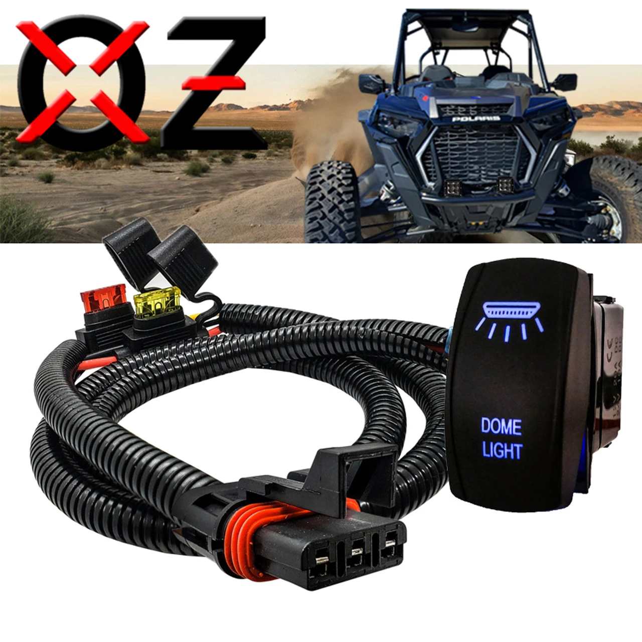 Power Bus Bar Plug Wire Kit With On/Off Rocker Switch For DOME Lights Compatible With Polaris Pulse Power Busbar RZR Pro Ranger Crew XP 2018-2023 1 Power Bus Bar Plug Wire Kit With On/Off Rocker Switch For DOME Lights Compatible With Polaris Pulse Power Busbar RZR Pro Ranger Crew XP 2018-2023