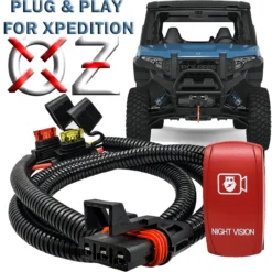 (W) Pulse Power Bus Bar Plug Wire Harness With Night Vision On/Off Red Rocker Switch Compatible With 2024 Polaris XPEDITION XP ADV