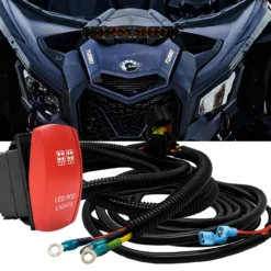 10ft. Power Busbar Wire Harness Kit With Pod Lights On/Off Red Rocker Switch Compatible With 2018-2023 Can-Am Maverick X3 Max RS Turbo RR Sport Trail Defender -Oz PL 5 03795.1700082804
